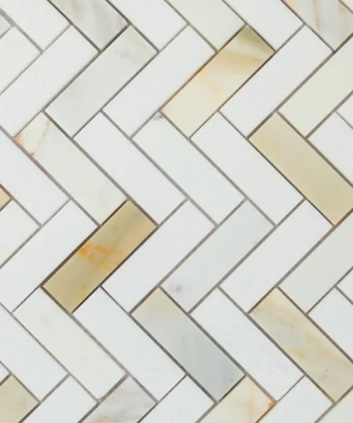 Elysium Residential Mosaic Tile (*ARM 8) / Collection: Herringbone / Color: Sunrise Polished - SKU: MO1121 / SKU: M3916 (For Sunrise Honed) / Size: 11" x 12.50" - (Only 1 other style available - (Sunrise Honed) 11" x12.50"!) / Click on picture above 