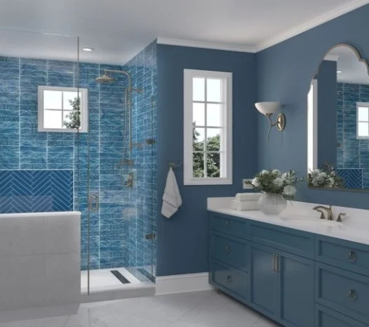Viking Dist. Anthology Residential Mosaic Wall Tiles / Collection: Oceanique / Color: Sparkle Navy - SKU: ANTHOOSN212 / Size: "1.89 x 11.81" - (Only size available!) / No link available to see enhanced view!