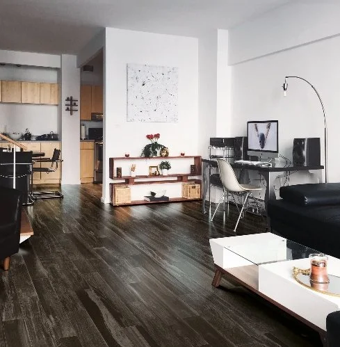 Brandon Co. Milestone Residential Porcelain Floor Tile / Collection: Lacquered Wood / Color: Black / Size:  6" x 36" - (Available in more sizes!) / Click on picture above to see enhanced view! 