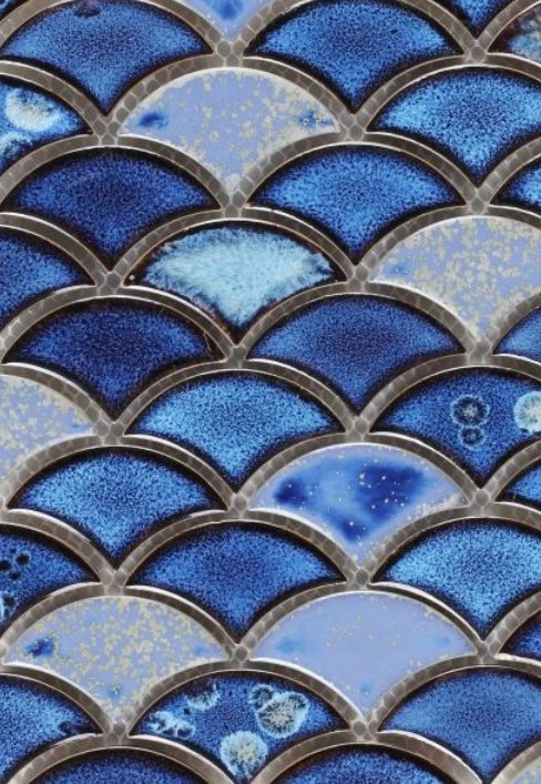 Elysium Residential Mosaic Tile (Can also be used in pools!) (*ARM 37) / Collection: Dragon / Color: Scale Royal Blue - SKU: M835 / Size: "9.75 x 12" - (Only size available!) / Click on picture above to see enhanced view!