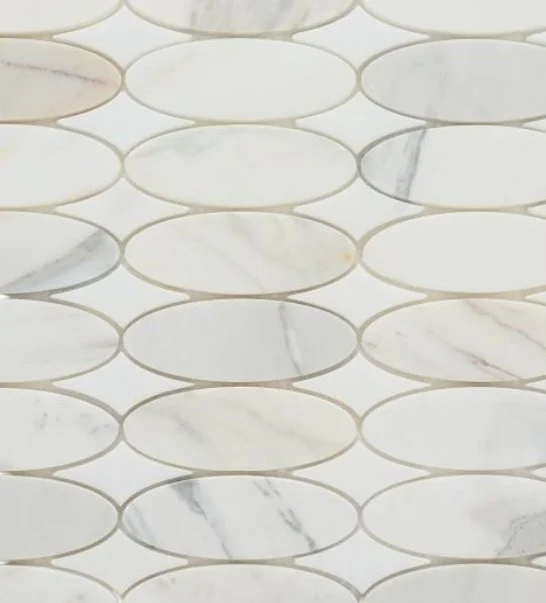 Elysium Residential Mosaic Tile (*ARM 31) / Collection: Ellipse / Color: Calacatta Honed- SKU: M4956/ Size: "11.75 x 12" - (Only size available!) / Click on picture above to see enhanced view!