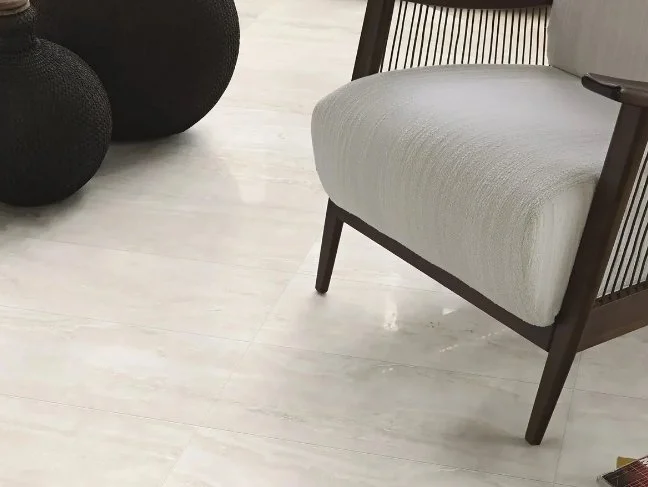 Bolick Dist. Armada Residential Porcelain Tile / Collection: TRAVERTINO NAVONA / Color: Bianco Polished - SKU: AM-1205 I ET / Size: 12" x 24" - (Available in more sizes!) / No link available to see enhanced view! 