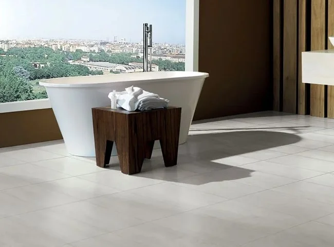 Bolick Dist. Armada Residential Porcelain Tile / Collection: TRAVERTINO NAVONA / Color: Bianco Natural - SKU: AM-25533E / Size: 12" x 24" - (Available in more sizes!) / No link available to see enhanced view! 