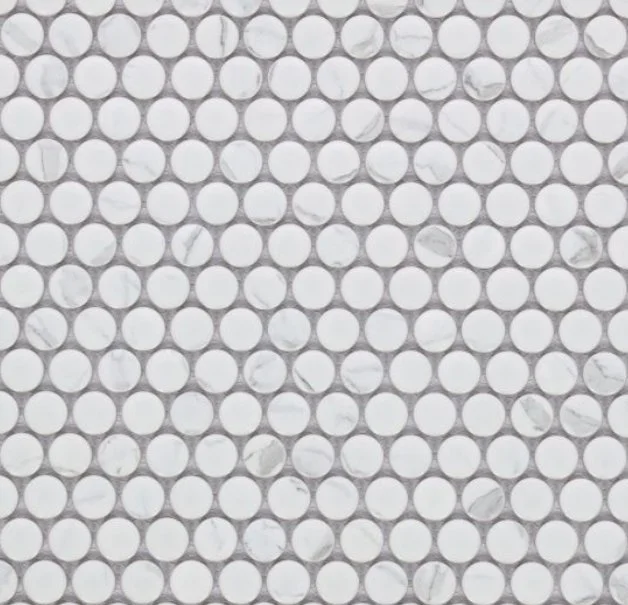 Elysium Residential Mosaic Tile (Can also be used in pools!) (*ARM 41) / Collection: Penny / Color: Round Statuario Matte - SKU: MO1102 / Size: "11.50 x 12.25" - (Only size available!) / Click on picture above to see enhanced view!