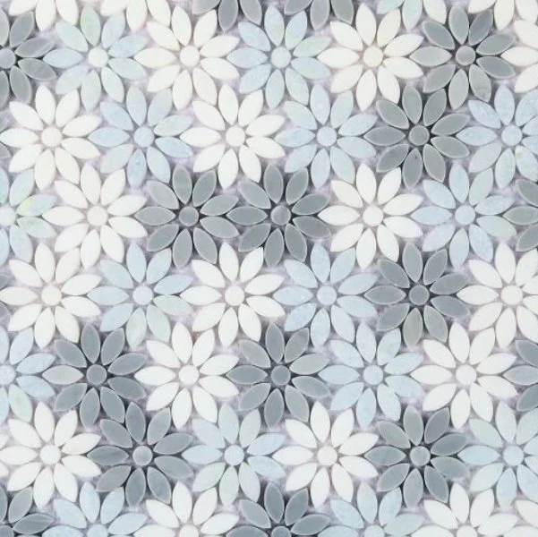 Elysium Residential Mosaic Tile (*ARM 42) / Collection: Daisy / Color: Crystal Ocean - SKU: MO1128 / Size: "12.50 x 13.25" - (Only size available!) / Click on picture above to see enhanced view!