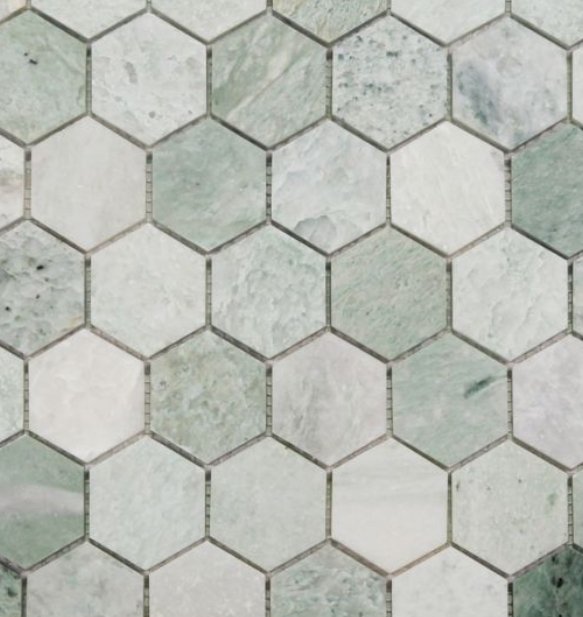 Elysium Residential Mosaic Tile (*ARM 4) / Collection: Hexagon / Color: Green 2x2 - SKU: M3760 / SKU: MO1091 (For 3x3's) / Size: 11.75" x 12" - (Only 1 other size available - (3x3) 10.25 x 11.75!) / Click on picture above to see enhanced view! 