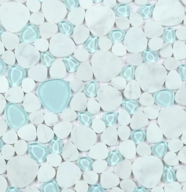 Elysium Residential Mosaic Tile (*ARM 21) / Collection: Peach / Color: Carrara Blue - SKU: M4616 / Size: "12 x 12" - (Only size available!) / Click on picture above to see enhanced view!