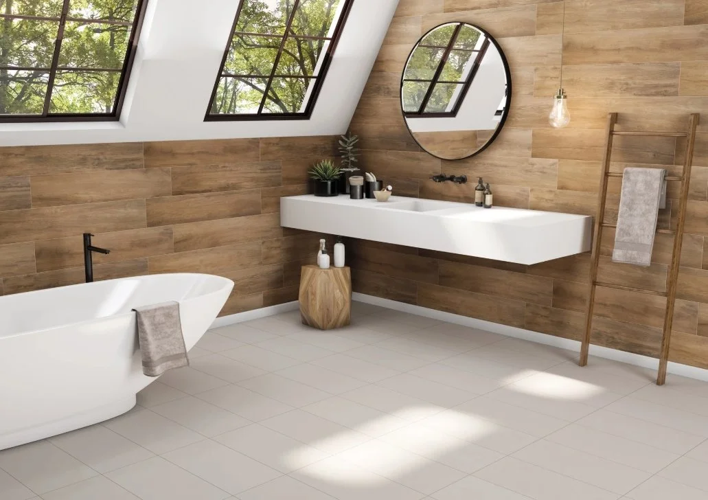 Brandon Co. Portobello America Residential Porcelain Floor Tile / Collection: Fusion / Color: Chalk / Size: 12" x 24" - (Available in more sizes!) / Click on picture above to see enhanced view! 