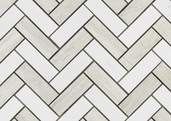 Elysium Residential Mosaic Tile (*ARM 7) / Collection: Chevron / Color:  Haisa- SKU: M768 / Size: 11" x 12.50" - (Only size available!) / Click on picture above to see enhanced view! 