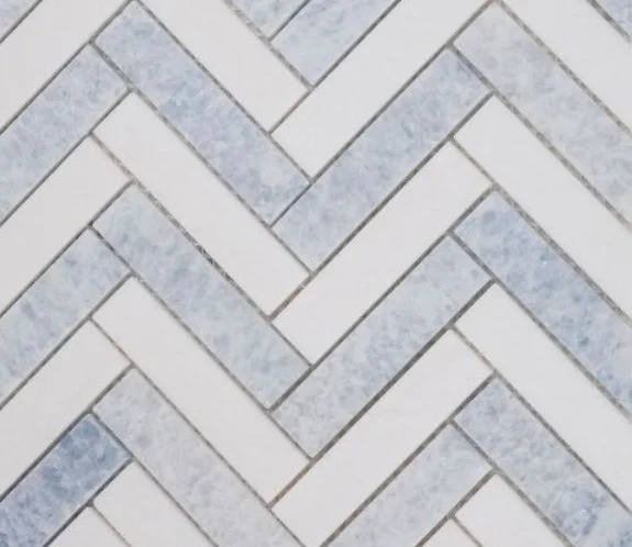 Elysium Residential Mosaic Tile (*ARM 20) / Collection: Herringbone / Color: Crystal Ocean - SKU: MO1055 / Size: "11.25 x 11.25" - (Only size available!) / Click on picture above to see enhanced view!