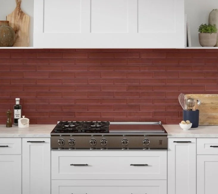 Esmer Residential Glazed Ceramic Wall Tile / Collection: Raku / Color: Ruby / SKU:  W32RAKURU0312M / Size: 3" x 12" - (Available in more sizes!) / Click on picture above to see enhanced view!