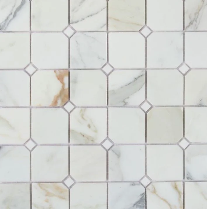 Elysium Residential Mosaic Tile (*ARM 25) / Collection: Clipped / Color: Calacatta Gold - SKU: M4260 / Size: "11.75" x 11.75" - (Only size available!) / Click on picture above to see enhanced view! 