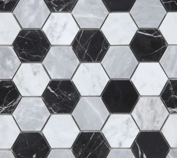 Elysium Residential Mosaic Tile (*ARM 5) / Collection: Hexagon / Color: Moonlight 2x2 - SKU: M629 / Size: 11.75" x 12" - (Only size available!) / Click on picture above to see enhanced view! 