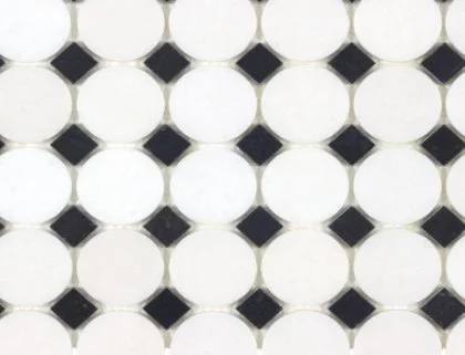 Viking Dist. Anthology Residential Mosaic Wall Tiles / Collection: The Finish Line / Color: Sable Black Buttons - SKU: ANTHFLSB / Size: "11 x 11" - (Only size available!) / No link available to see enhanced view!