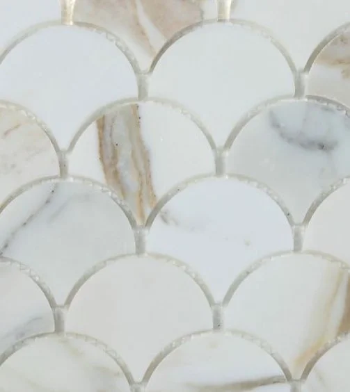 Elysium Residential Mosaic Tile (*ARM 18) / Collection: Dragon / Color: Scale Calacatta Gold Polished- SKU: M848 / SKU: M4086 - Dragon Scale Calacatta Gold Honed / Size: "9.75 x 10" - (Only size available for both polished and honed!) / Click on pict