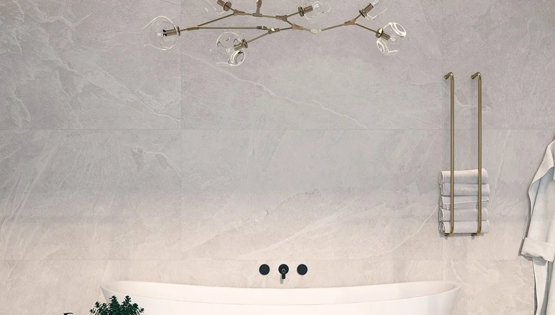 Viking Dist. Florida Tile Residential Porcelain Wall & Floor Tile / Collection: Aura / Color: Light Gray - SKU: FTIAUR2024x48 / Size: 24" x 48" - (Available in more sizes!) / Click on picture above to see enhanced view! 