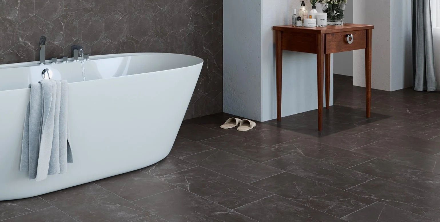 Bolick Dist. Elaine Residential Porcelain Floor Tile / Collection: KEYSTONE / Color: Nero (Satin) - SKU: N/A / Size: 12" x 12" - (Available in more sizes!) / Click on picture above to see enhanced view!