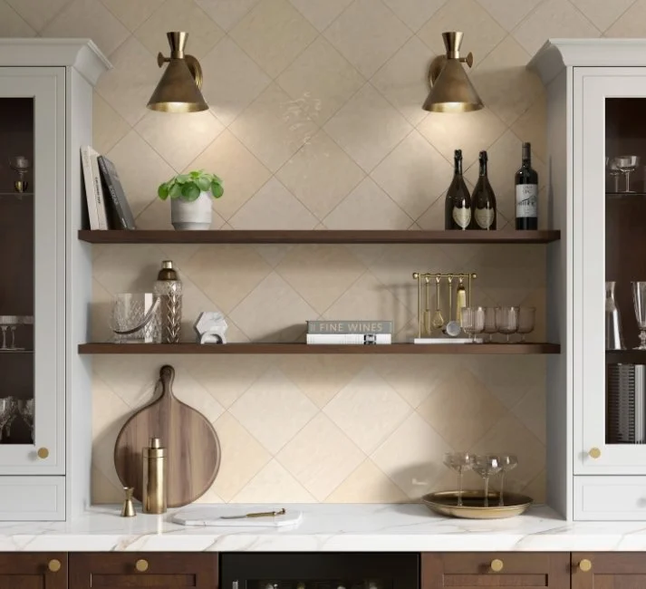 Esmer Residential Glazed Ceramic Wall Tile / Collection: Passion / Color: Crema / SKU:  SKU: W32PASSCR0909 / Size: 9" x 9" - (Available in more sizes!) / Click on picture above to see enhanced view! 