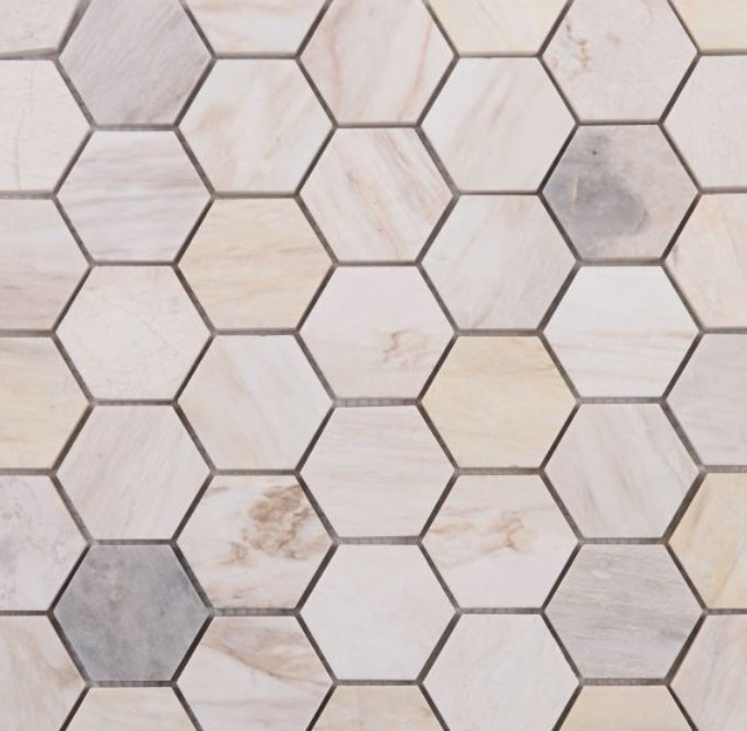 Elysium Residential Mosaic Tile (*ARM 5) / Collection: Hexagon / Color: Eura Polished 2x2 (Eurasian) - SKU: M3728 / SKU: M3730 (For 2x2 Honed) / Size: 11.75" x 12" - (Only 1 other style available - (2x2 Honed) 11.75 x 12!) / Click on picture above to