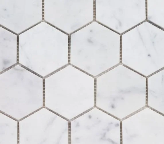 Elysium Residential Mosaic Tile (*ARM 8) / Collection: Hexagon / Color: Carrara Honed 3x3 - SKU: MO1045 / Size: 10" x 11.50" - (Only size available!) / Click on picture above to see enhanced view! 