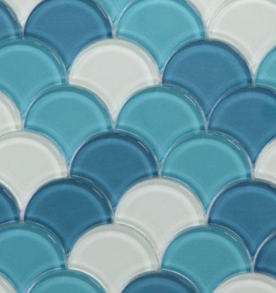 Elysium Residential Mosaic Tile (Can also be used in pools!) (*ARM 27) / Collection: Dragon / Color: Scale Ocean Glass - SKU: M3702 / Size: "12 x 12" - (Only size available!) / Click on picture above to see enhanced view!