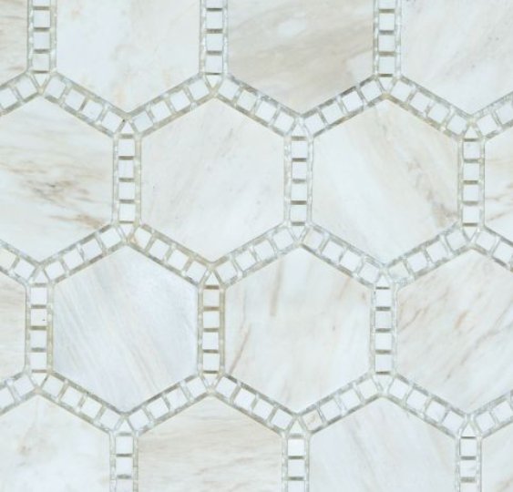 Elysium Residential Mosaic Tile (Can also be used in pools!) (*ARM 44) / Collection: Hexagon / Color: Deco Wooden White- SKU: M4769 / Size: "10.75 x 12.50" - (Only size available!) / Click on picture above to see enhanced view!