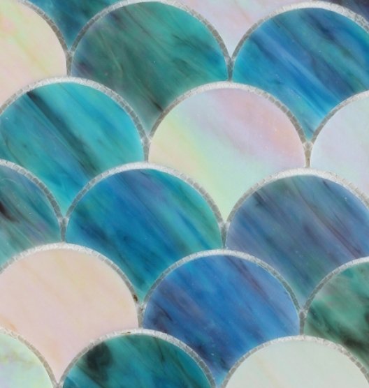 Elysium Residential Mosaic Tile (Can also be used in pools!) (*ARM 27) / Collection: Newport / Color: Scale Sky - SKU: M651 / Size: "9.50 x 9.75" - (Only size available!) / Click on picture above to see enhanced view!