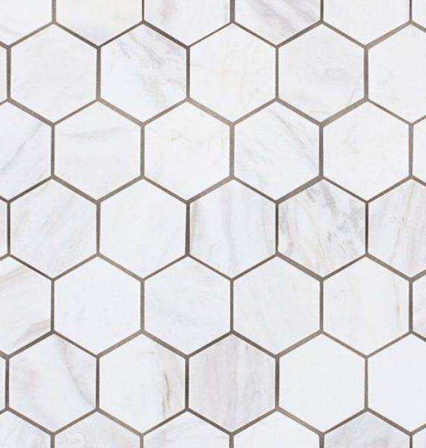 Elysium Residential Mosaic Tile (*ARM 5) / Collection: Hexagon / Color: White 2x2 - SKU: M414 / Size: 11.75" x 12" - (Only size available!) / Click on picture above to see enhanced view! 