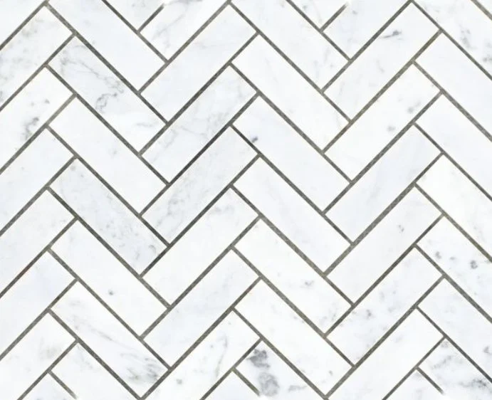 Elysium Residential Mosaic Tile (*ARM 7) / Collection: Chevron / Color: Long Carrara - SKU: M563 / Size: 11" x 12.50" - (Only size available!) / Click on picture above to see enhanced view! 