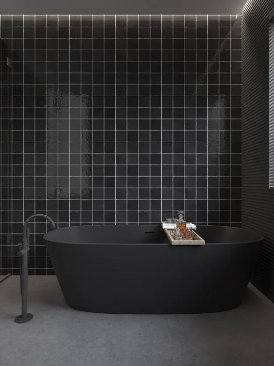 Esmer Residential Glazed Ceramic Wall Tile / Collection: Antigo / Color: Jet / SKU: F14ANTIJE0505P / Size: 5" x 5" - (Available in more sizes!) / Click on picture above to see enhanced view! 
