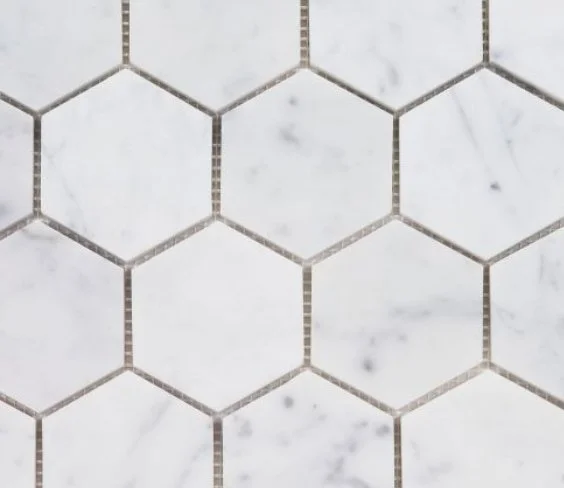 Elysium Residential Mosaic Tile (*ARM 8) / Collection: Hexagon / Color: Carrara Honed 3x3 - SKU: MO1045 / Size: 10" x 11.50" - (Only size available!) / Click on picture above to see enhanced view! 