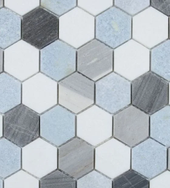 Elysium Residential Mosaic Tile (*ARM 14) / Collection: Hexagon / Color: Deep Ocean 2x2 - SKU: M4091 / Size: "12 x 11.75" - (Only size available!) / Click on picture above to see enhanced view! 
