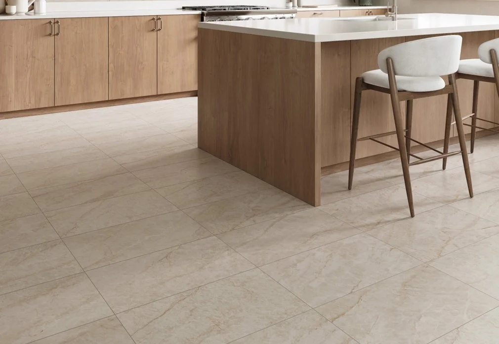 Bolick Dist. Elaine Residential Porcelain Floor Tile / Collection: MAHAL / Color: Marfim (Satin) - SKU: EL-8064325 / Size: 12" x 24" - (Available in more sizes!) / No link available to see enhanced view! 