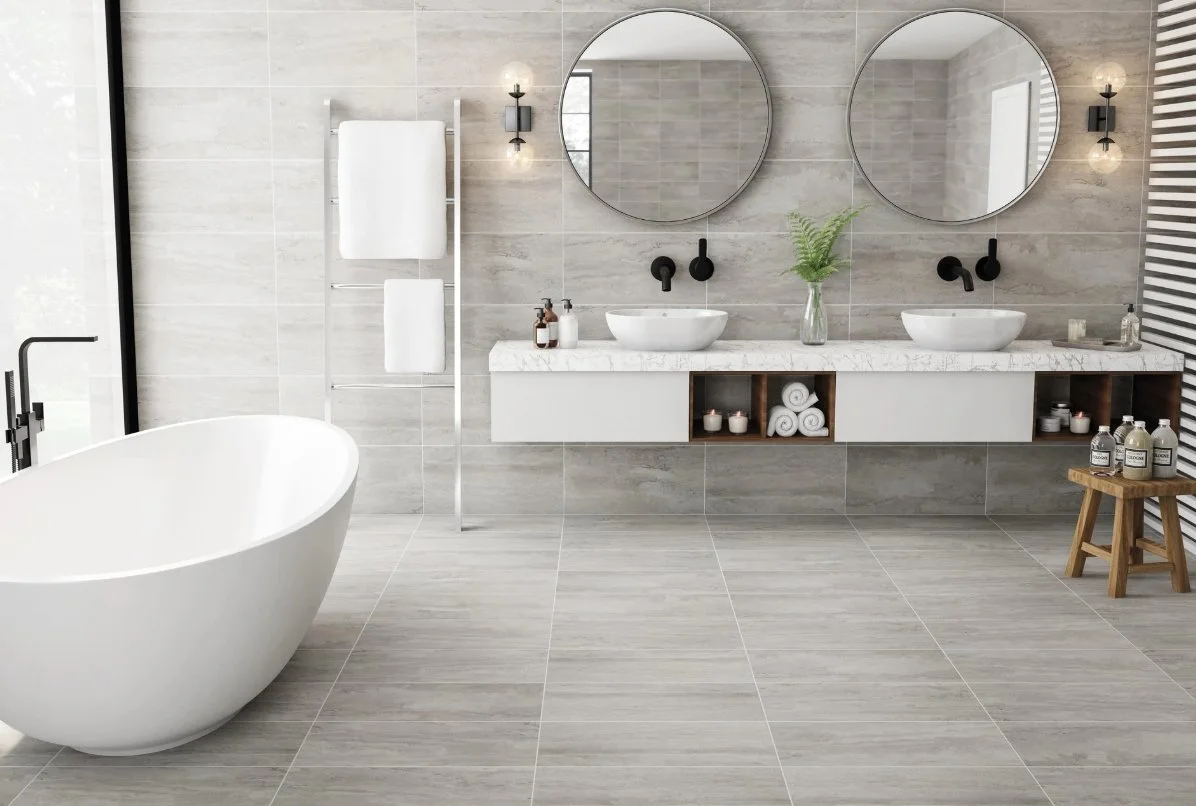 Brandon Co. Portobello America Residential Porcelain Floor Tile / Collection: Tivoli / Color: Silver / Size: 12" x 24" - (Available in more sizes!) / Click on picture above to see enhanced view! 