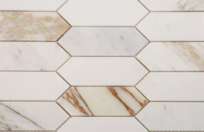 Elysium Residential Mosaic Tile (*ARM 14) / Collection: Elongated / Color: Hex Calacatta - SKU: MO1032 / Size: "11.75 x 15" - (Only size available!) / Click on picture above to see enhanced view! 