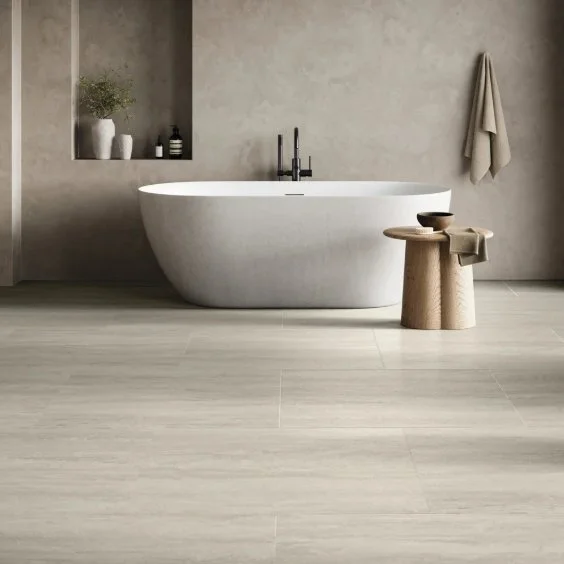 Karndean Residential Luxury Vinyl Tile / Collection: Art Select / Color: Silk Travertino / (Available in glue down only!) / Click on picture above to see enhanced view!