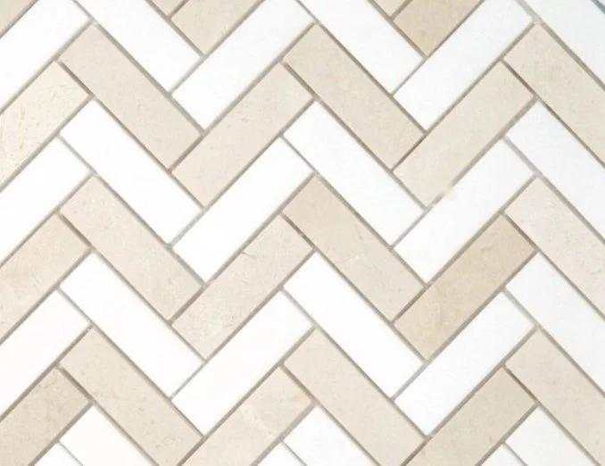 Elysium Residential Mosaic Tile (*ARM 7) / Collection: Herringbone / Color: Marfil - SKU: M953 / Size: 11" x 12.50" - (Only size available!) / Click on picture above to see enhanced view! 
