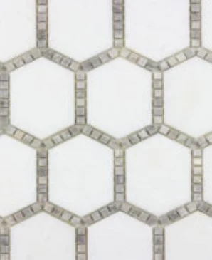 Viking Dist. Anthology Residential Mosaic Wall Tiles / Collection: The Finish Line / Color: Jeweled Hex Manor Gray - SKU: ANTHFLJG / Size: "10 x 12" - (Only size available!) / No link available to see enhanced view!