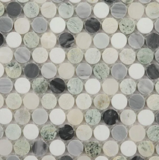 Elysium Residential Mosaic Tile (*ARM 28) / Collection: Penny / Color: Marble Grassland - SKU: M3933 / Size: "11 x 11.75" - (Only size available!) / Click on picture above to see enhanced view!