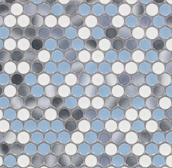 Elysium Residential Mosaic Tile (Can also be used in pools!) (*ARM 41) / Collection: Penny / Color: Round Sky - SKU: M3746 / Size: "11.50 x 12.25" - (Only size available!) / Click on picture above to see enhanced view!