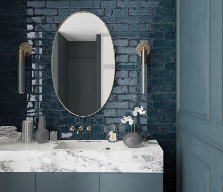 Esmer Residential Glazed Ceramic Wall Tile / Collection: Inhale / Color: Azul / SKU:     W32INHAAZ0412 / Size: 4" x 12" - (Only size available!) / Click on picture above to see enhanced view!