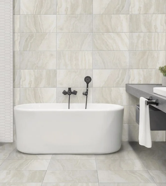 Brandon Co. Portobello America Residential Porcelain Floor Tile / Collection: Roccia di Roma / Color: Beige / Size: 12" x 24" - (Available in more sizes!) / Click on picture above to see enhanced view! 