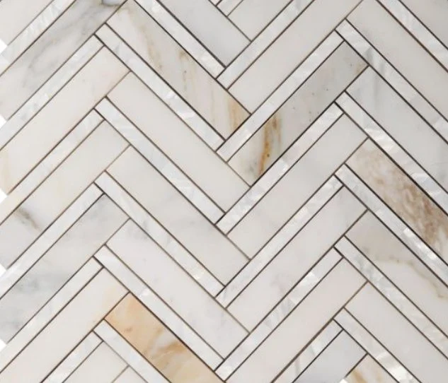 Elysium Residential Mosaic Tile (*ARM 44) / Collection: Diana / Color: Herringbone Calacatta - SKU: MO1147 / Size: "11 x 11.75" - (Only size available!) / Click on picture above to see enhanced view!