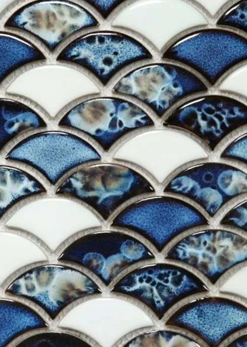 Elysium Residential Mosaic Tile (Can also be used in pools!) (*ARM 37) / Collection: Dragon / Color: Scale Ocean - SKU: M972 / Size: "9.75 x 12" - (Only size available!) / Click on picture above to see enhanced view!