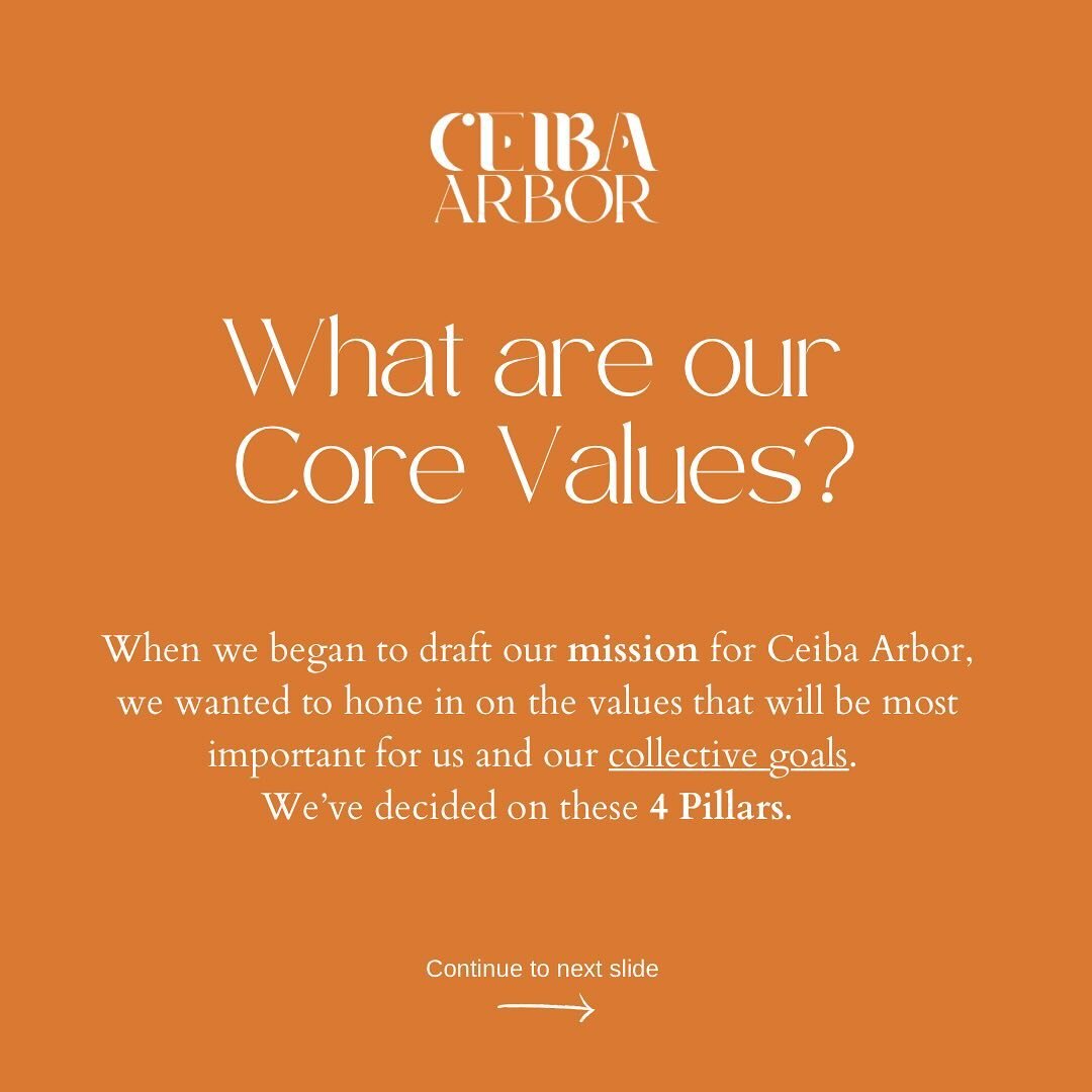 As individuals coming together to form this collective we wanted to dig deeper into what our core values are and how they intersect. 

Slide to learn about our 4 Pillars. 

#CeibaArbor #CoreValues #4Pillars #FoodSovereignty #ArtsandEducation #Sustain