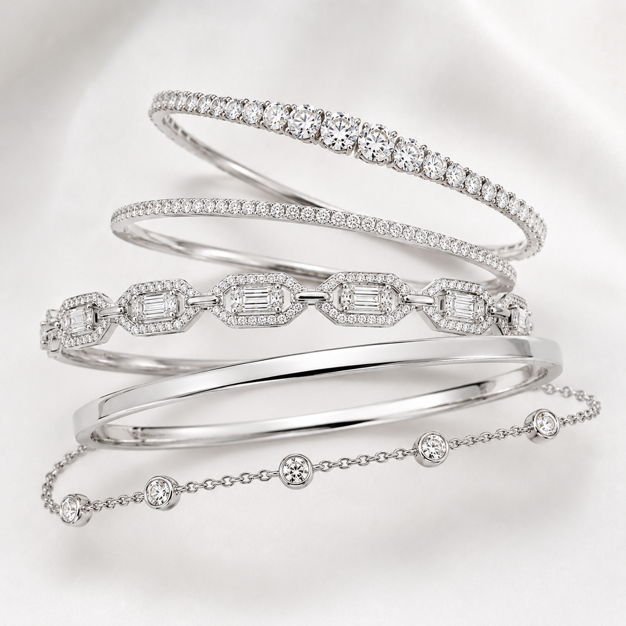 White Gold Multi Stackable Set