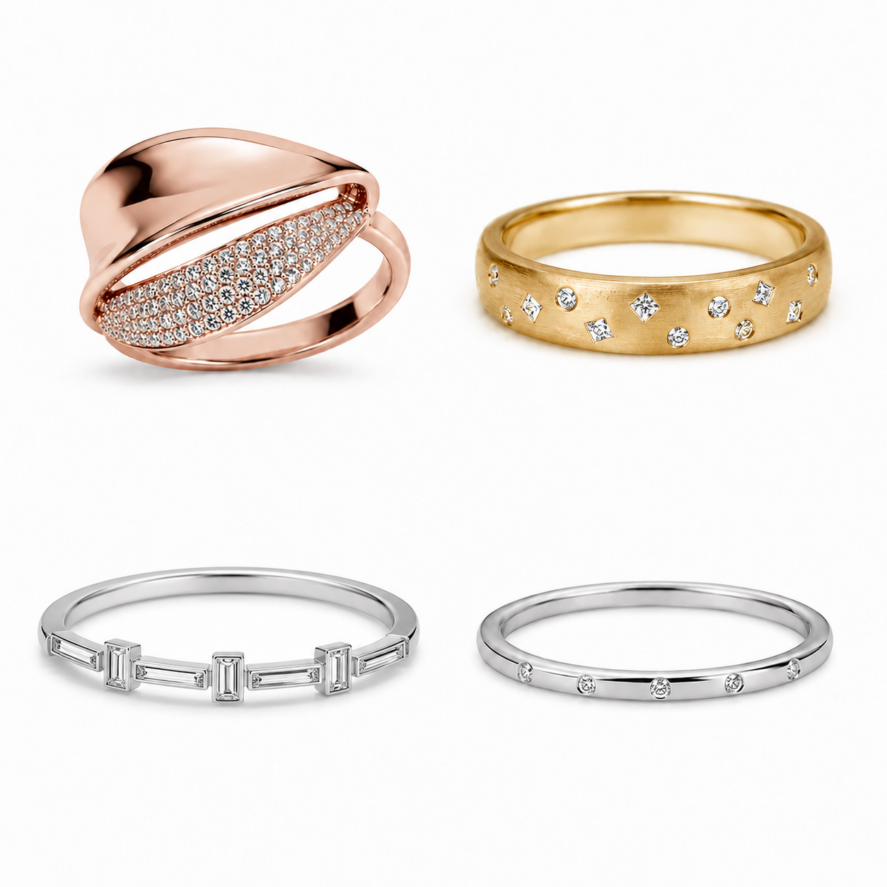 Folded Ribbon Diamond Baguette Constellation Set