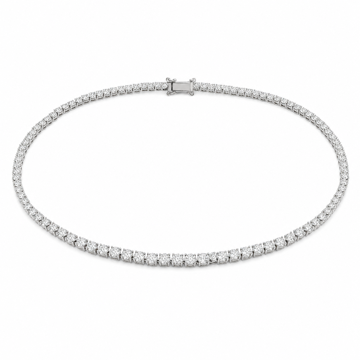 White Gold Round 3Prong Tennis Necklace