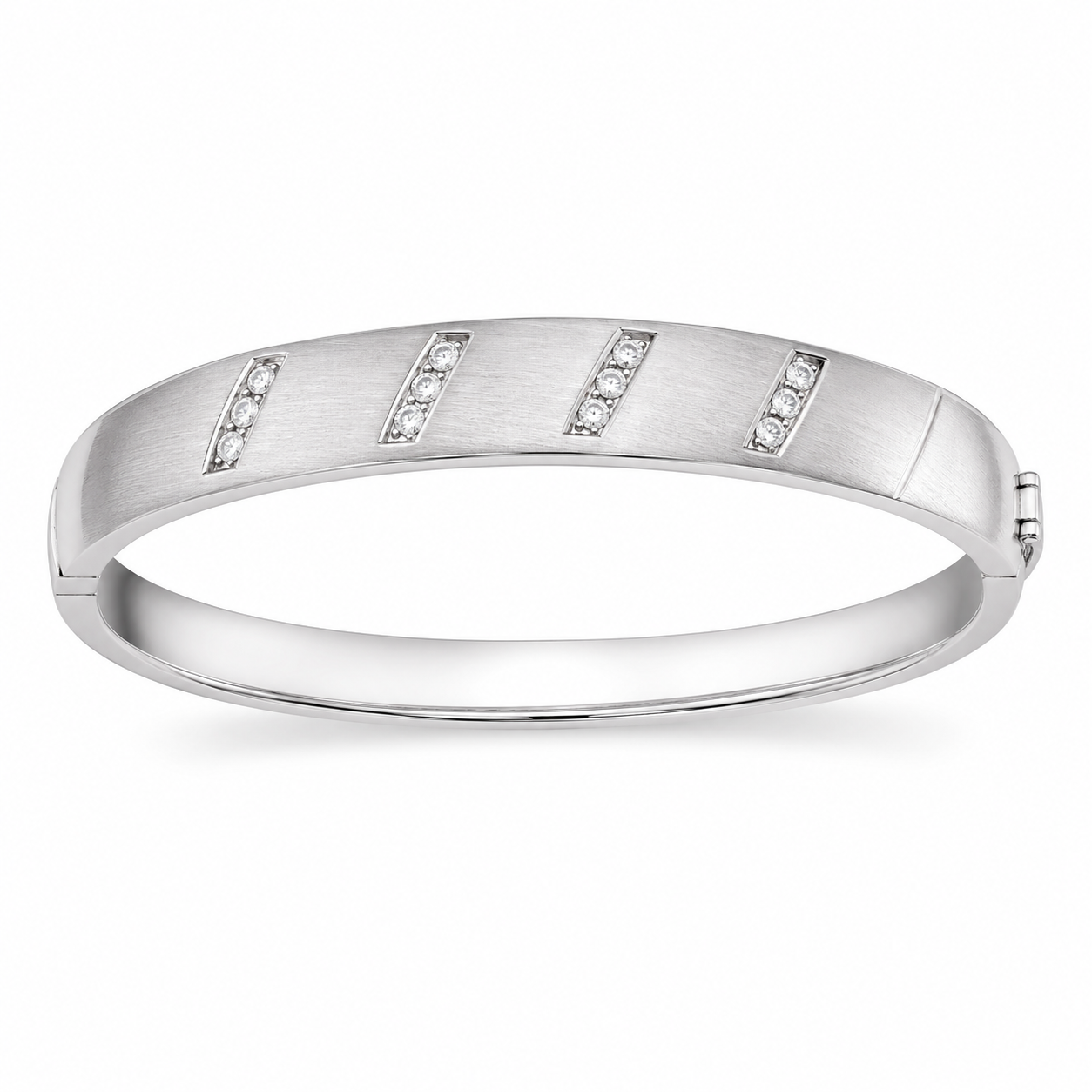 White Gold Satin Diamond Bangle