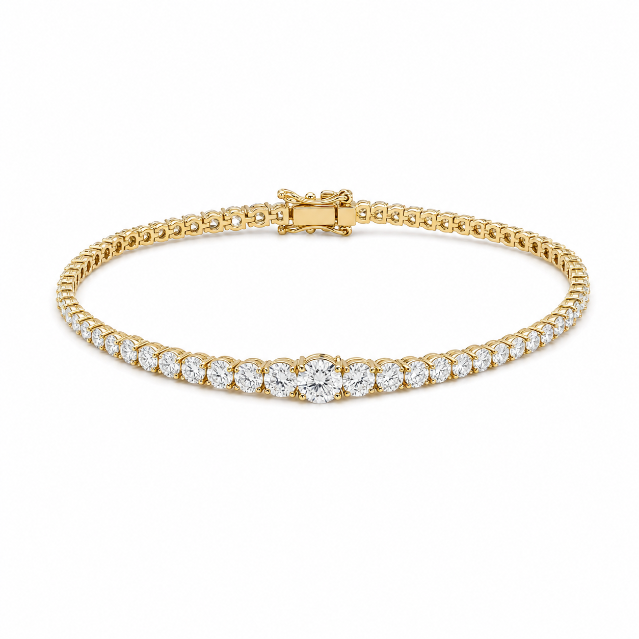 Yellow Gold Graduated Round Tennis Bracelet